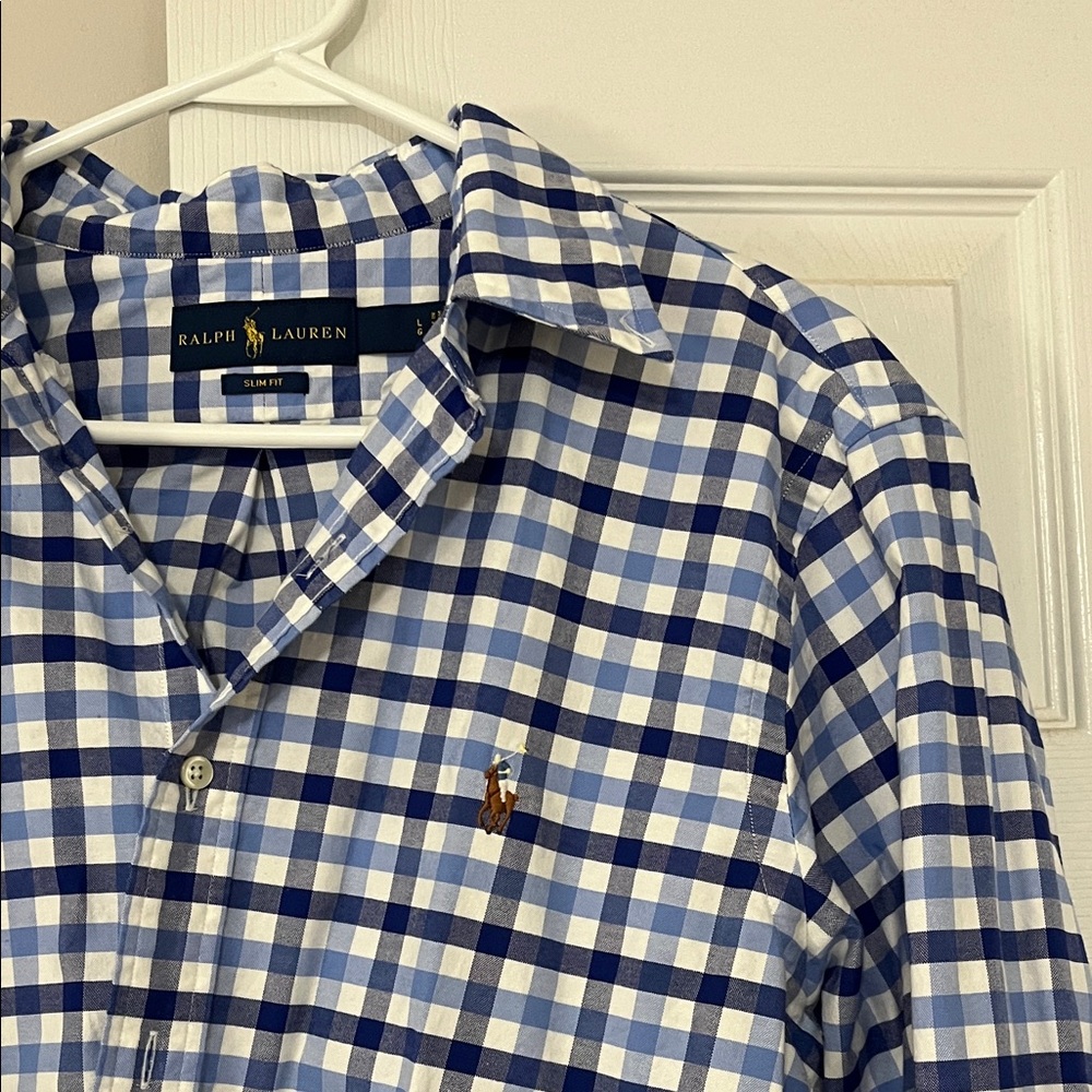 Ralph Lauren Blue & White Gingham Men’s Button-Down Shirt